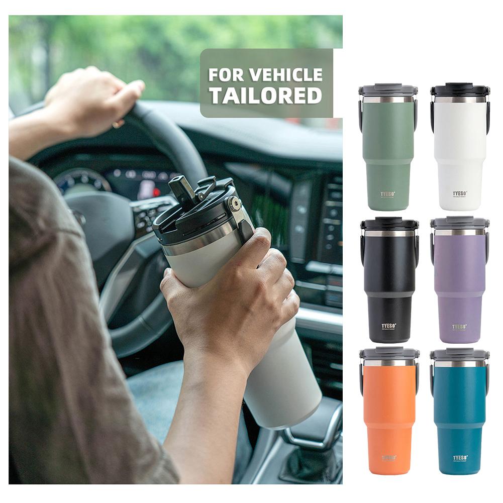 Tyeso Tumbler Thermos 304 Stainless Steel Vacuum Flask Handle Carry Bottle Portable 900ML Outdoor Easy Water to Capacity Large O1X6