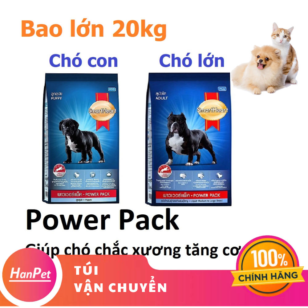 Gói chiết 1kg - thức ăn dạng hạt chó PHÁT TRIỂN CƠ Smartheart Power pack thích hợp chó Bug Rốt chó Bull