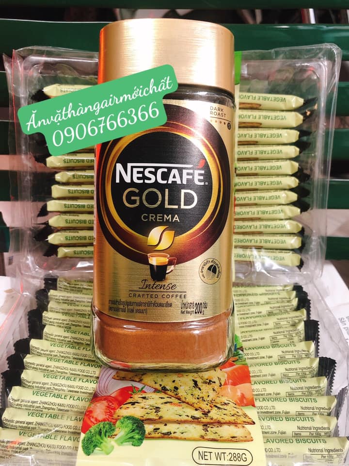 Cà phê đen hoà tan nescafe gold crema hủ 200 gram