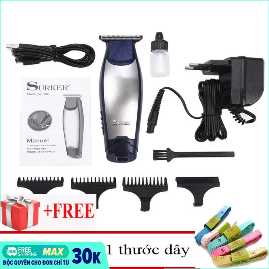 Tông đơ cắt tóc/tông đơ chấn viền surker sk-5801 3 đầu - hàng hot 2018 + tặng kèm 1 thước dây