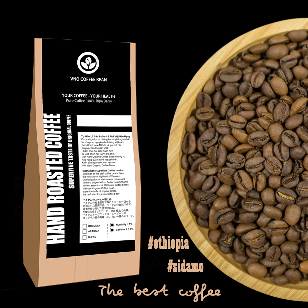 Cà phê sidamo ethiopia g2 100% nhập khẩu chính gốc - gói 200gr - rang nguyên hạt