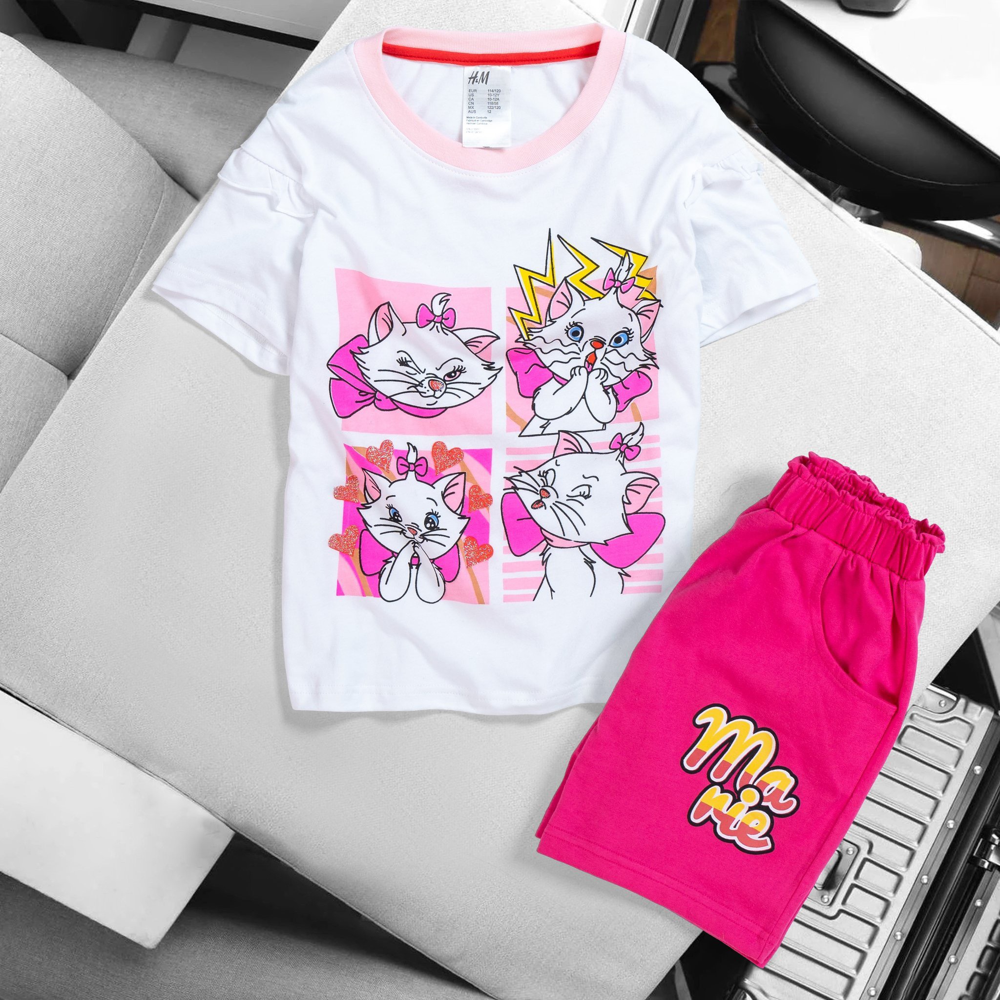 Đồ bộ bé gái thun cotton xuất VNXK - Bộ đùi bé gái size đại hình công chúa 190