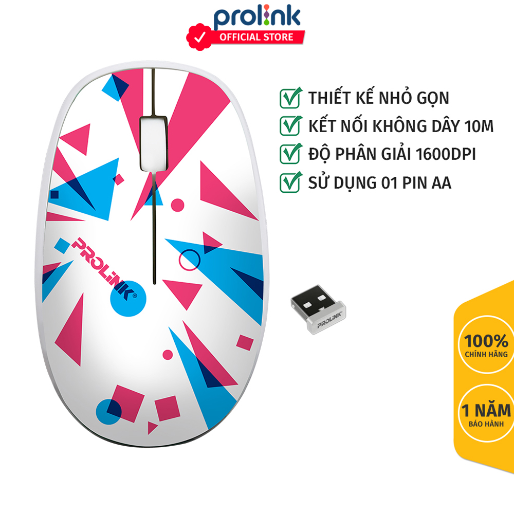 Chuột không dây prolink pmw5007 - độ nhạy cao 1600 dpi, sử dụng pin aa