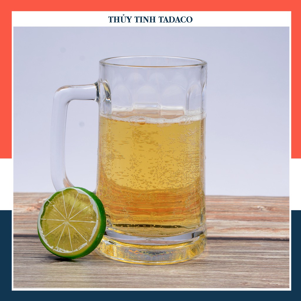 Ly thủy tinh có quai cầm uống bia BIGSIZE 500ml UG366 | Hàng nhập khẩu Thái Lan