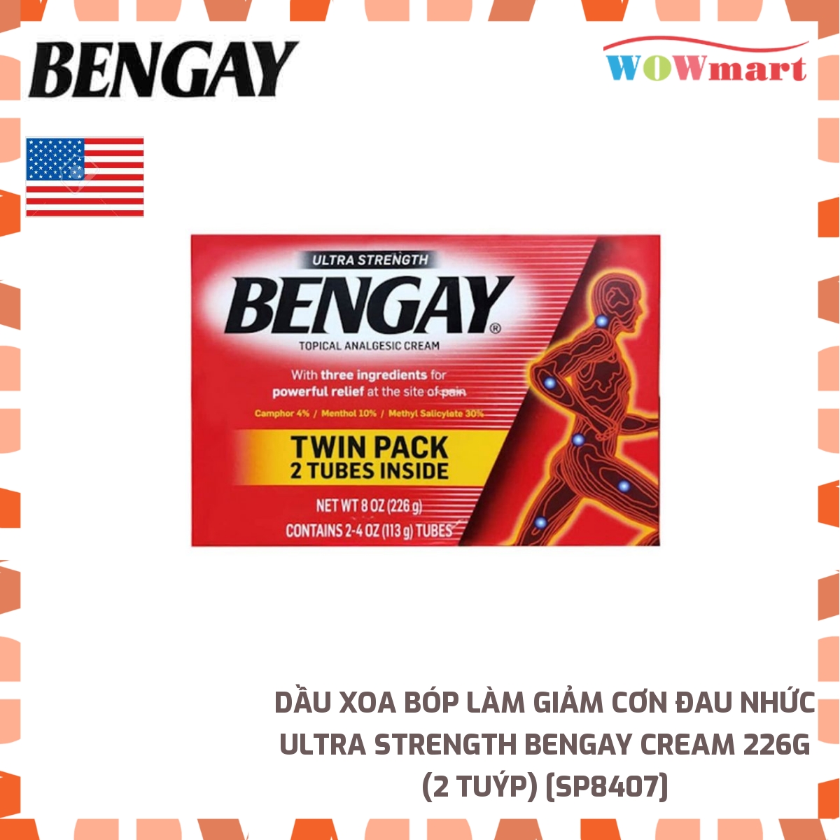 [HCM]Dầu xoa bóp làm giảm cơn đau nhức Ultra Strength BENGAY Cream 226g (113g x2 tuýp) - [MỸ]