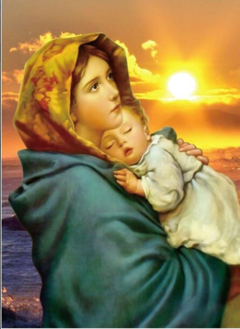 Tranh Đính Đá ABC 3D Đức Mẹ Maria Bồng Chúa D9628 (KHÁCH TỰ ĐÍNH) KT:59X84CM