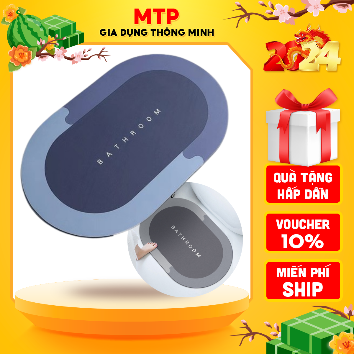 Thảm lau chân siêu thấm nước Silicon 40-60cm, Thảm chùi chân phòng tắm đế cao su chống trượt siêu dày