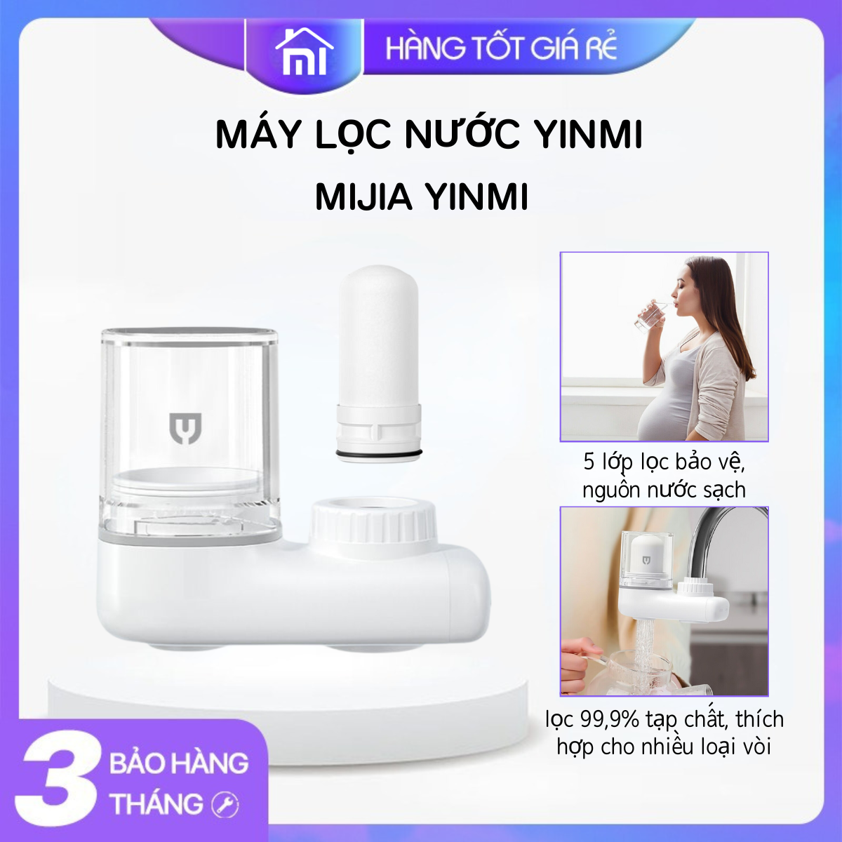 Mijia Yinmi Máy lọc nước vòi máy lọc nước uống trực tiếp gia dụng máy lọc nước vòi vòi vòi lọc nước vòi - Mijia