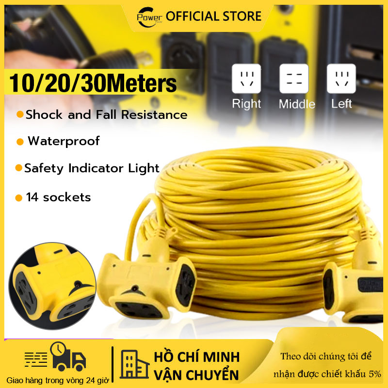🔥FREESHIP🔥 Cuộn Dây Điện 10M Kèm Ổ Cắm Đúc Và Phích Cắm Đúc Liền Dây Chịu Lực Cao, Có Lớp Vỏ Dày Chống Cháy Chống Đóng Băng Dây Cấp Nguồn 220V