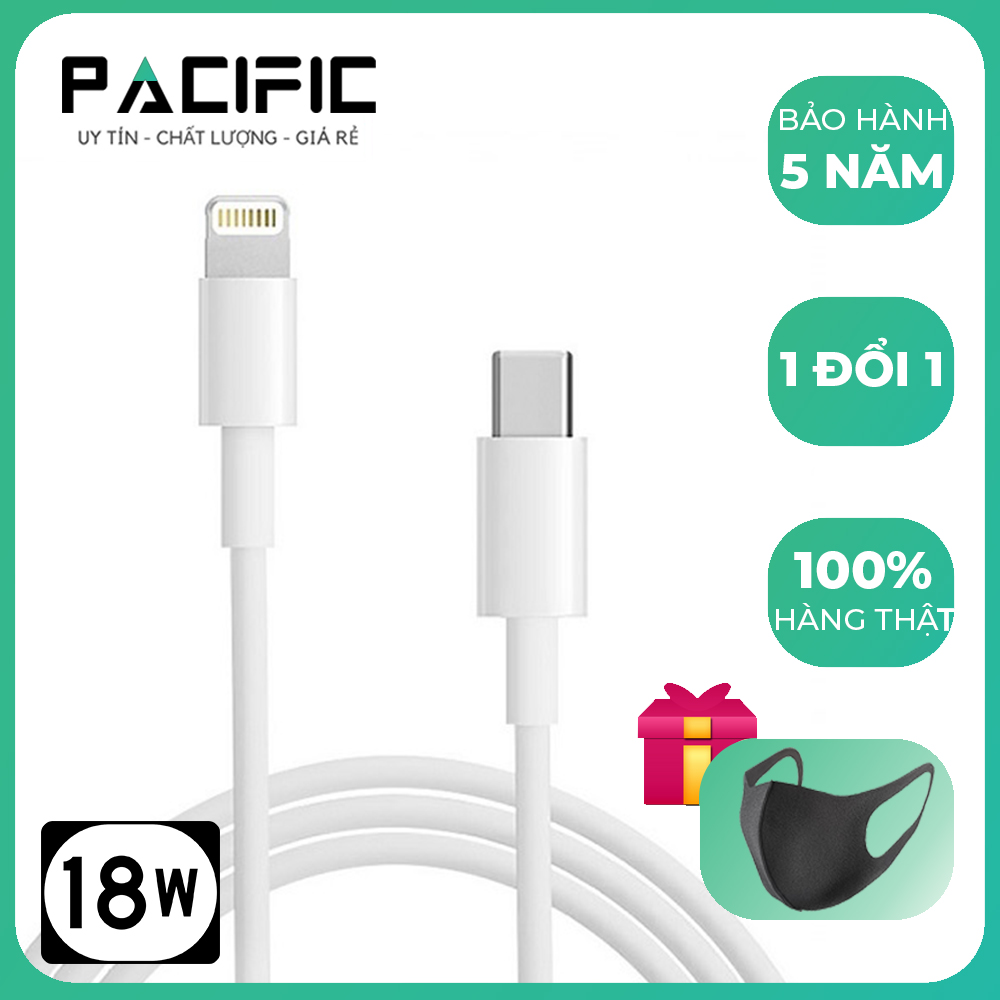 Cáp Sạc Nhanh iPhone ZIN MÁY dùng cho Cóc Sạc 18W iPhone Type C Ra Lightning Iphone 8, Iphone 8 Plus, Iphone X, iPhone XS, XS Max 11 Iphone, iPhone 11 Iphone Pro Max + Tặng Khẩu Tran Vải Pacific Ngăn Virus, Ngăn Bụi Bẩn, Kháng Khuẩn