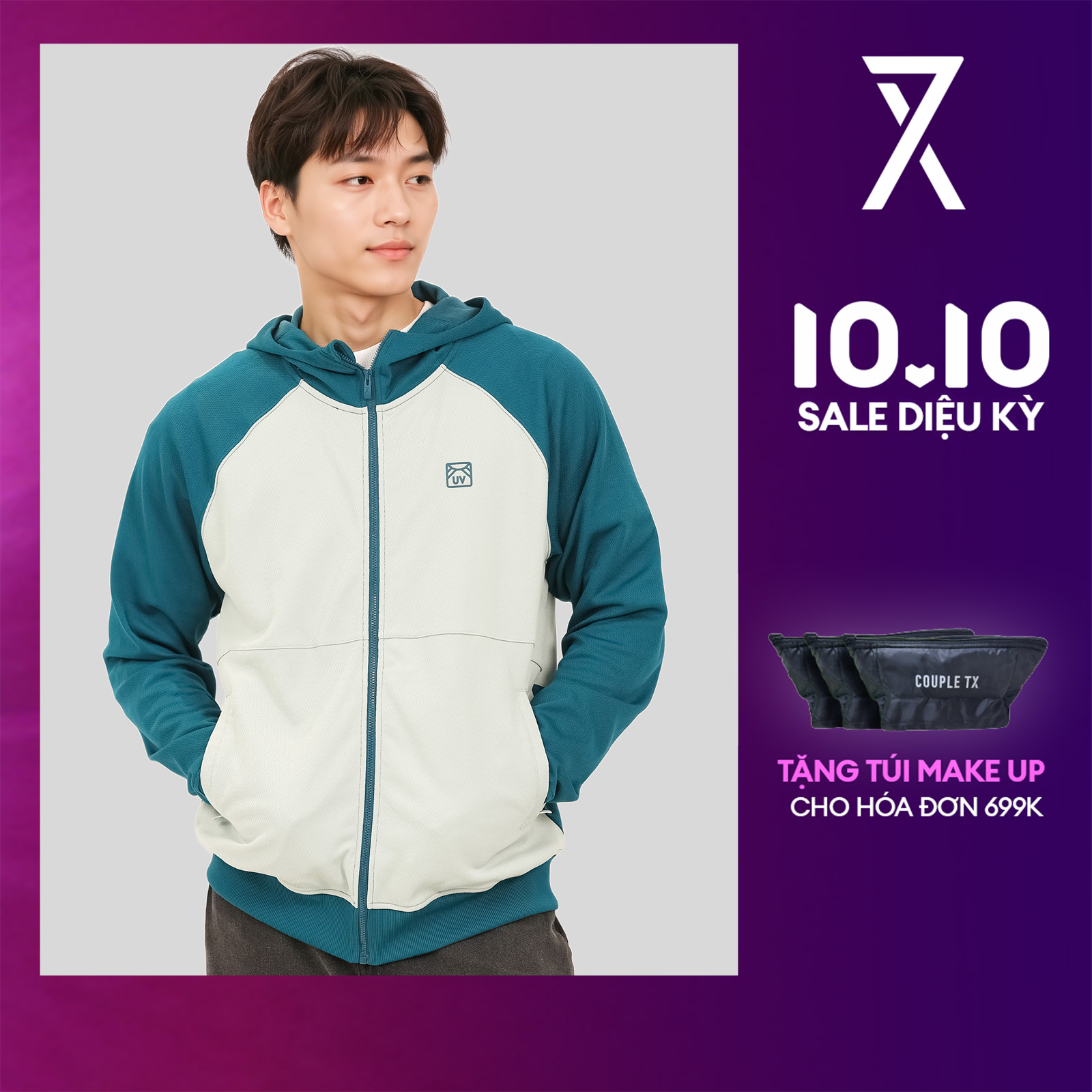 Áo Khoác Nam Couple TX Raglan Color Anti UV Form Relax MOK 1070