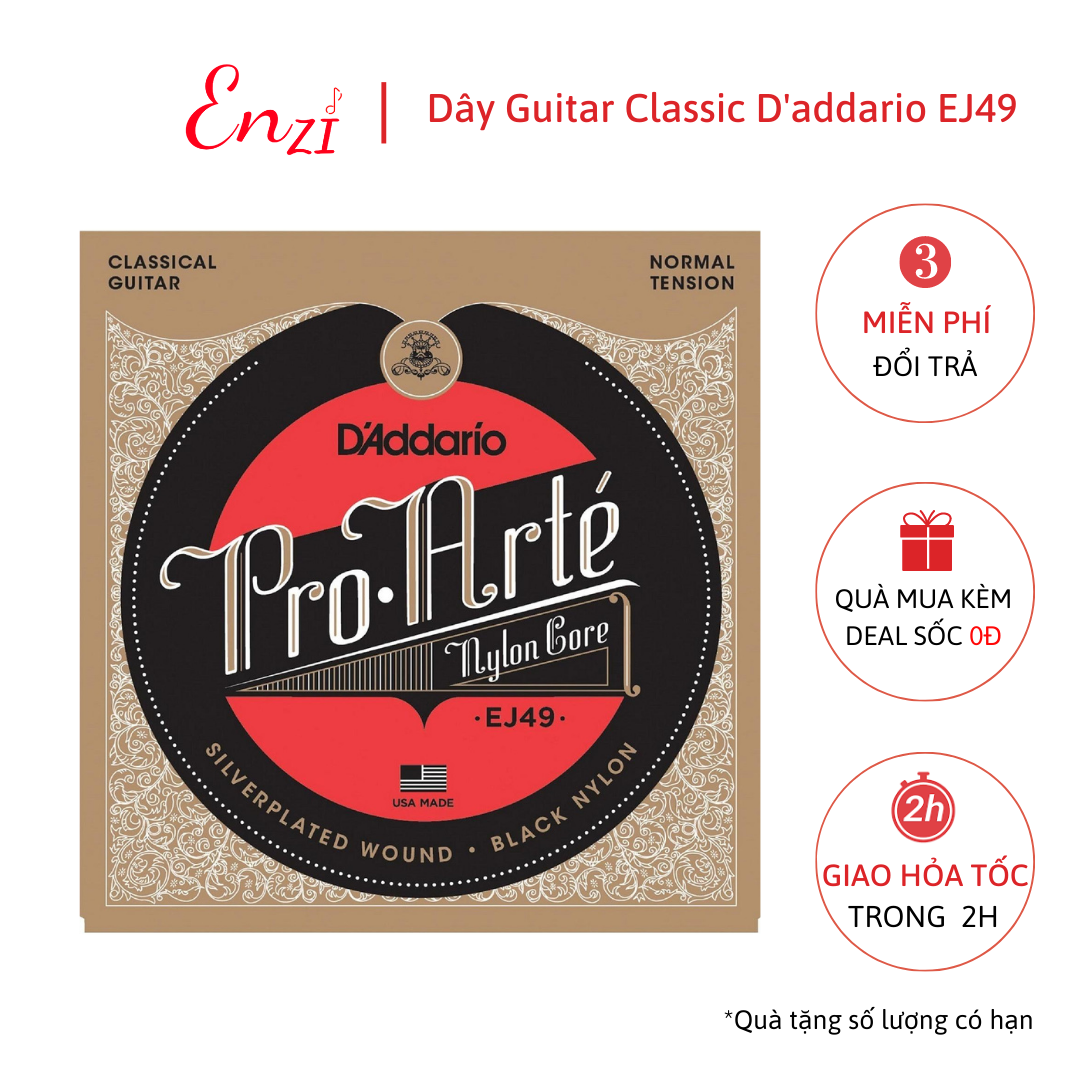 Dây đàn guitar classic D'Addario EJ49 dây đàn guitar cổ điển nylon chất lượng Enzi