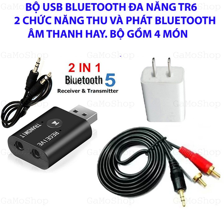 B4- Bộ USB Bluetooth đa năng TR6 4in1 Thu Và Phát Bluetooth Âm Thanh Stereo cho amplyloa tivilaptop...