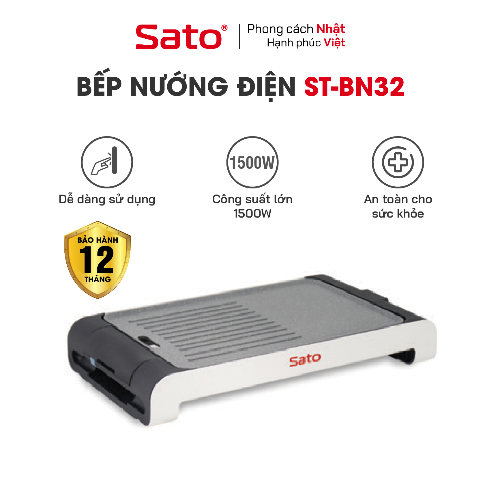 Bếp nướng điện không khói 1500w sato bn32