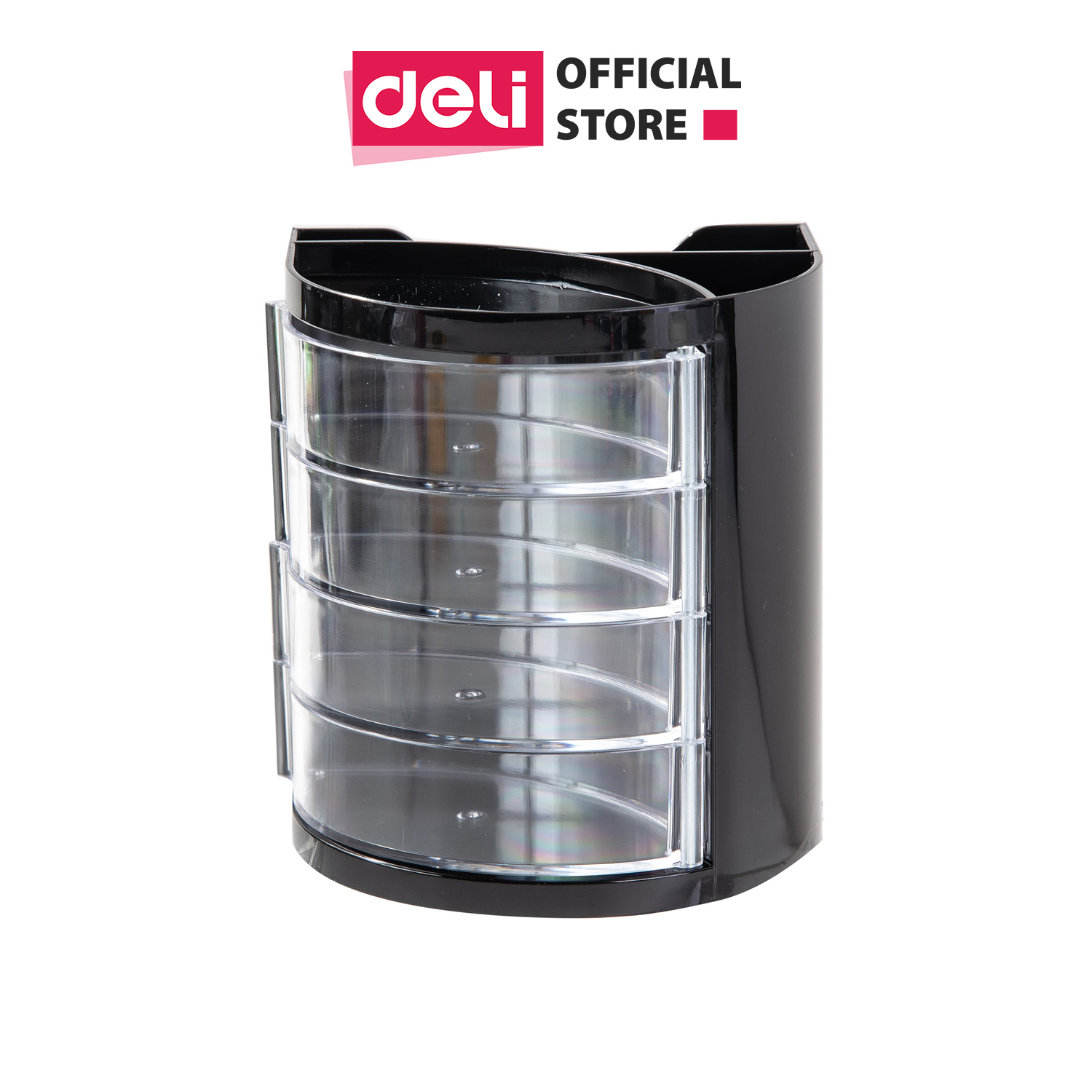 Cốc cắm bút 4 ngăn Deli, Đen -1 chiếc - E9133
