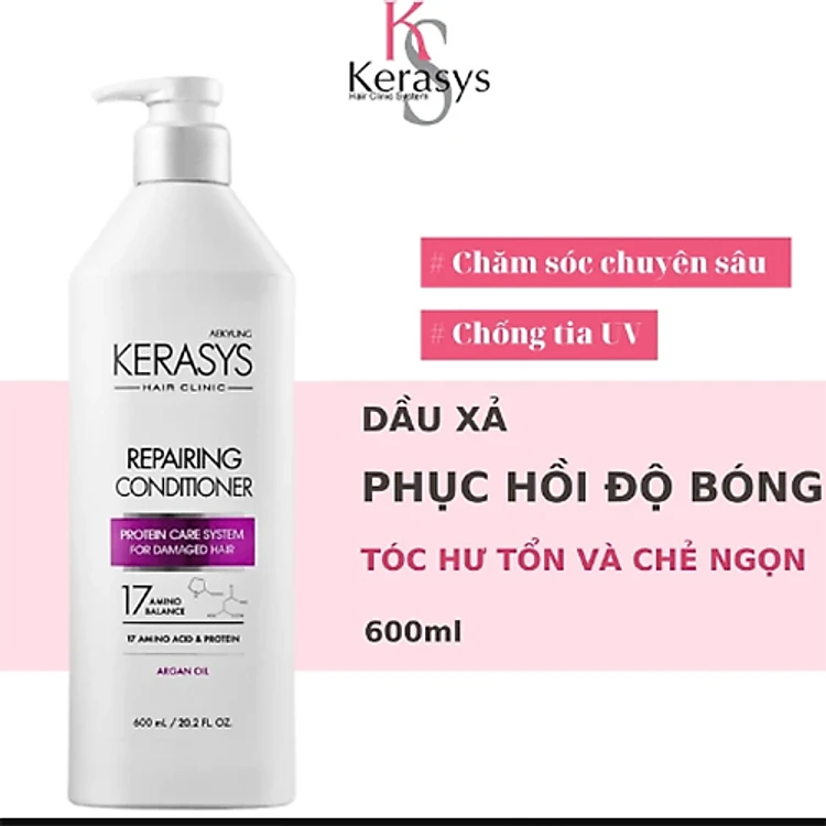 Dầu xả phục hồi tóc hư tổn chẻ ngọn Aekyung Kerasys Hair Clinic Reparing Hàn Quốc 600ml