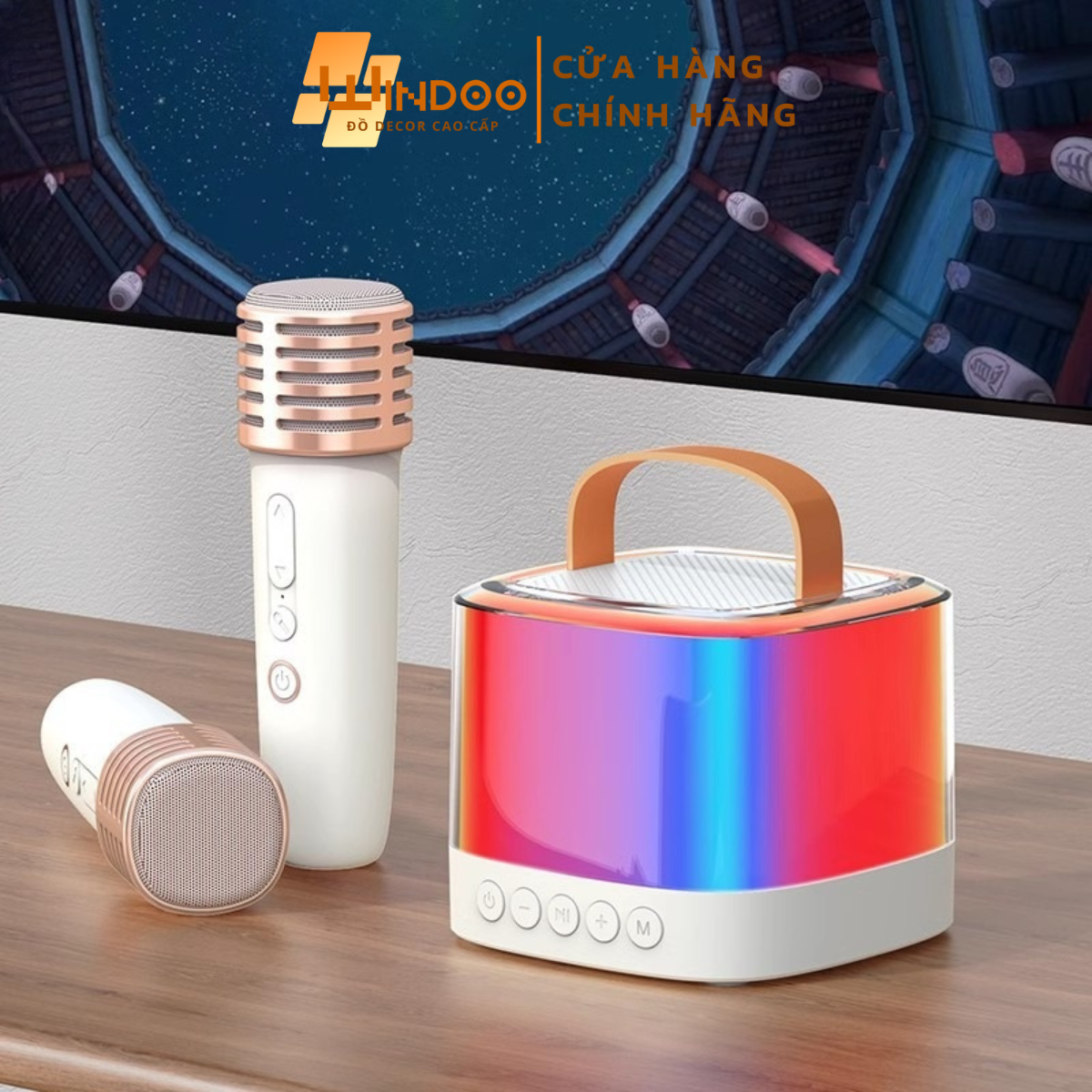 Loa bluetooth karaoke âm lượng lớn bass mạnh đèn led rgb, loa hát karaoke bluetooth Windoo WD86