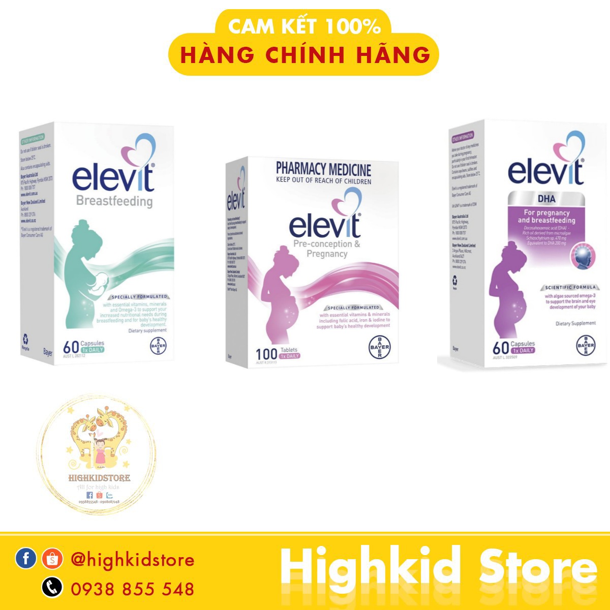 Vitamin cho mẹ bầu Elevit bầu + Elevit sau sinh + Elevit Dha