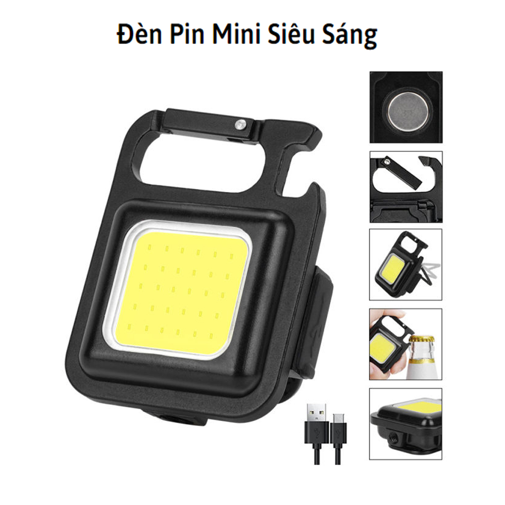 Đèn pin mini siêu sáng, đèn pin móc khóa, đèn led khẩn cấp đa năng. đèn flash mini, 3 chế độ sáng, tích hợp nhiều tính năng tiện dụng