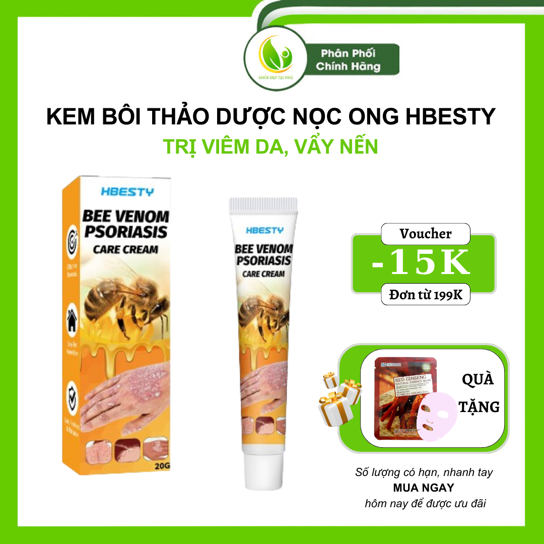 Kem bôi thảo dược nọc ong HBESTY - Kem bôi viêm da, ghẻ, chàm HBESTY giúp hết triệt để an toàn không bị tái lại