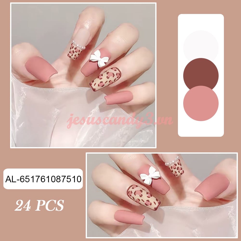 Hộp 24 Móng tay giả , nail giả , móng giả A62 (kèm keo dán)