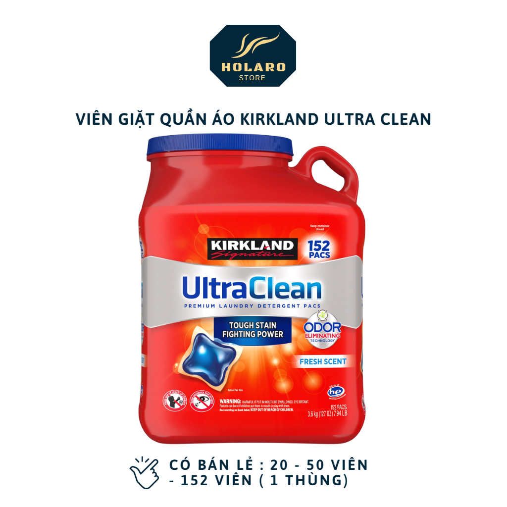 Viên giặt Kirkland Ultra Clean thùng 152 viên