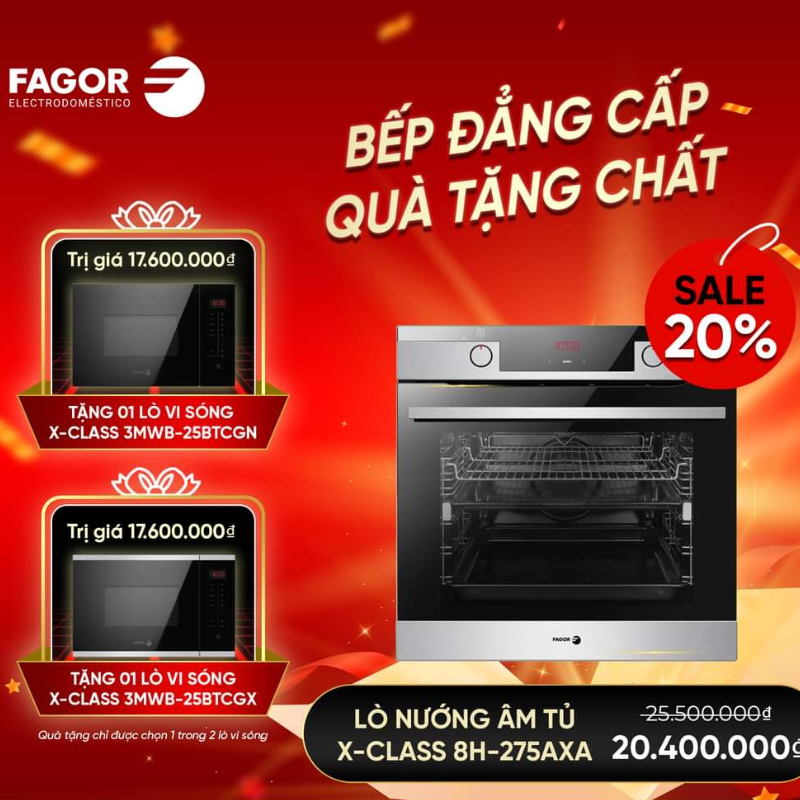Lò nướng âm tủ FAGOR 8H-275AXA TẶNG 1 Lò vi sóng FAGOR 3MWB-25BTCGN
