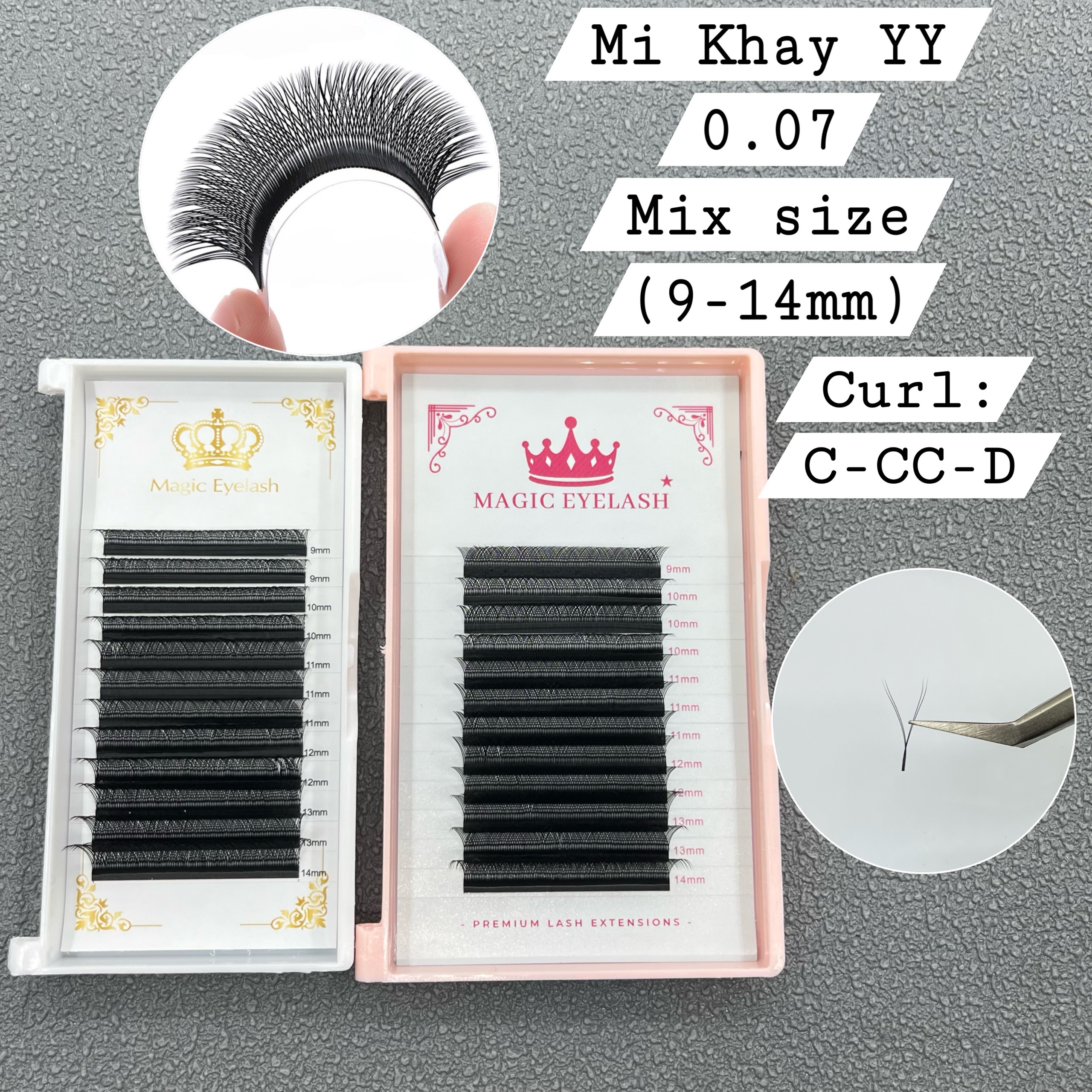 Mi yy 0.07 mix size 9-14mm _siêu đẹp_dụng cụ nối mi_thúy hà
