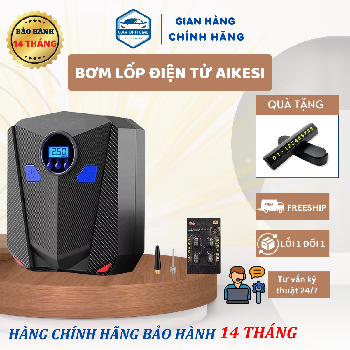 Bơm ô tô Aikesi, Bơm tự ngắt điện tử, bơm lốp Aikesi bơm xe hơi xe máy đồng hồ điện tử tự ngắt thông minh