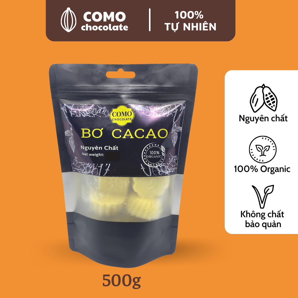 BƠ CACAO nguyên chất 500g từ hạt cacao Đồng Nai. Cocoa butter. Como Chocolate