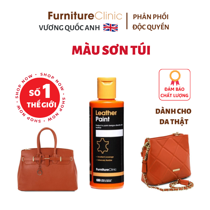 Màu sơn túi xách da và giày da Leather Paint 125ml màu pha sẵn, gốc nước, đẹp dẻo bền chắc theo thời gian nhập khẩu Anh( Màu 1-Màu 20)