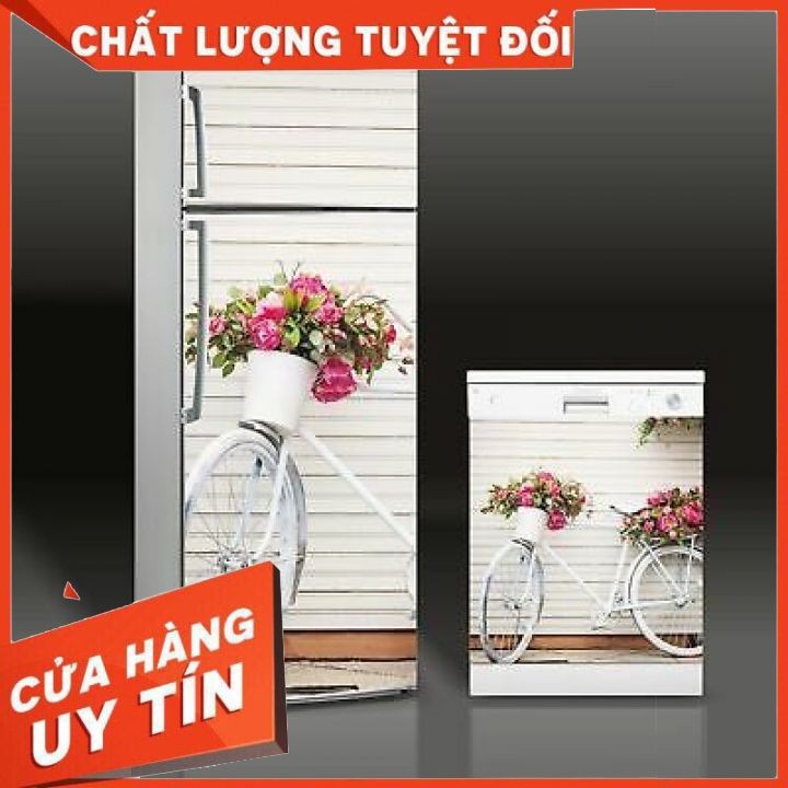 Tranh trang trí tủ lạnh 3d | Giấy dán tủ lạnh, máy giặt xe đạp hoa - Decal dán tủ lạnh máy giặt - MS121
