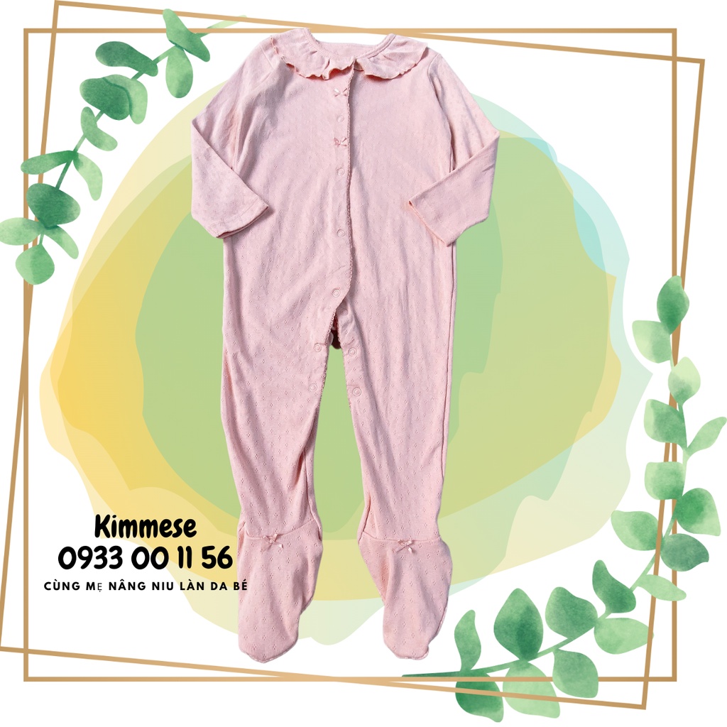 [Freeship + Hoàn xu 30k] George Hồng Thông Hơi Bèo Cổ Sleepsuit Bộ Body Cho Bé Gái Cotton - Đồ Ngủ Cho Bé