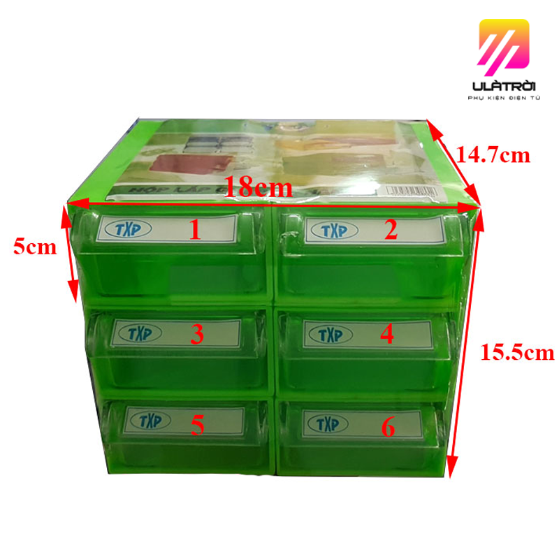 Tủ đựng linh kiện hộp lắp ghép đa năng 6 ngăn tháo rời