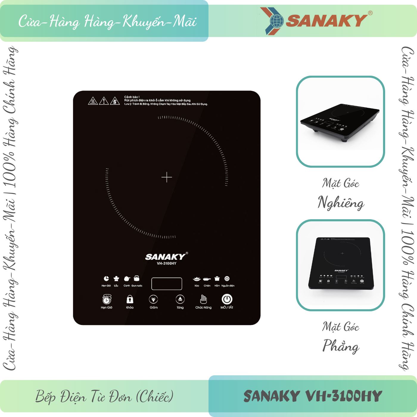 Sanaky vh-3100hy | bếp điện từ đơn sanaky vh-3100hy 1800w - mặt bếp kính crystal, điều khiến cảm ứng chạm - hàng chính hãng