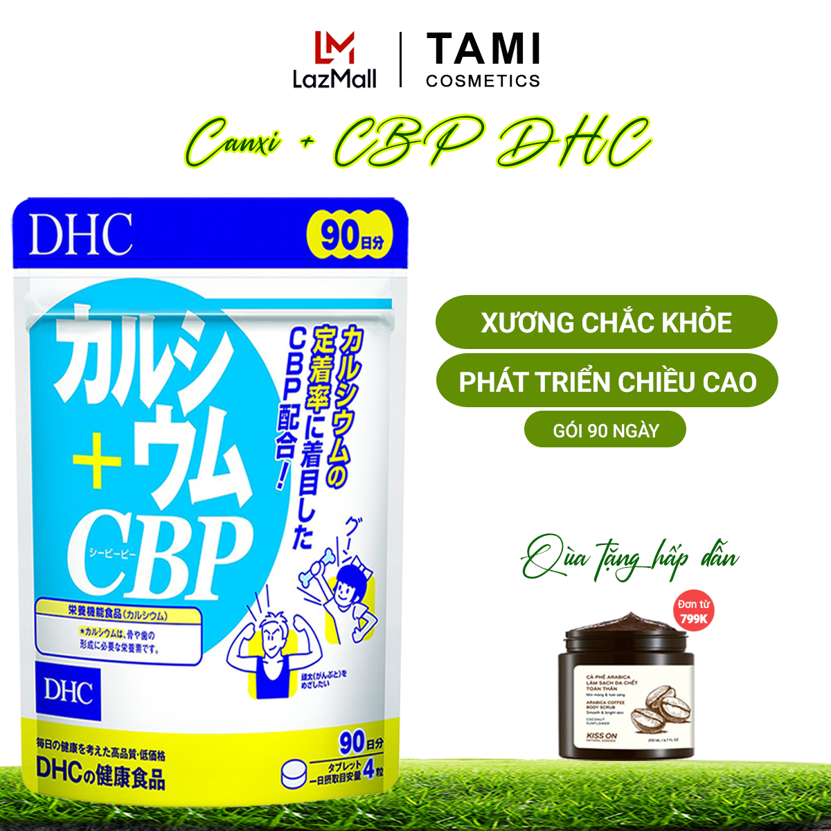 Viên uống bổ sung canxi DHC Calcium + CBP thực phẩm chức năng giúp xương