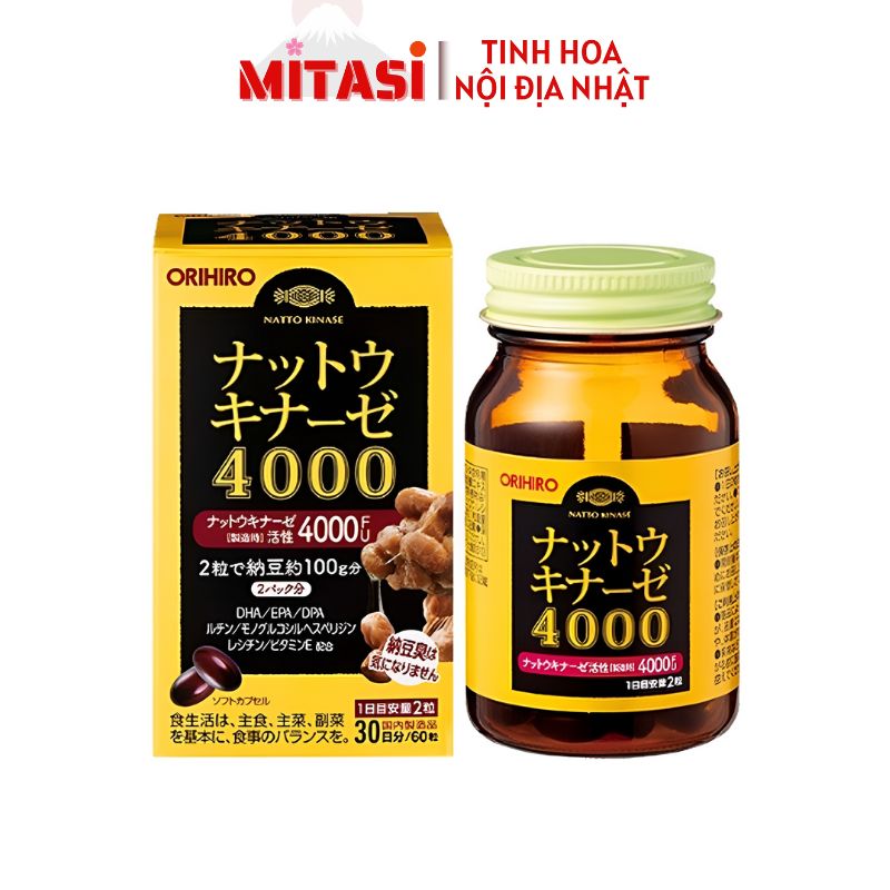 Viên uống hỗ trợ tai biến đột quỵ Nattokinase 4000FU Orihiro 60 viên