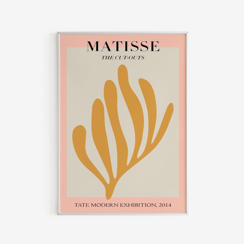 Tranh Canvas Cao Cấp | Tranh Matisse Papier Decoupes Poster, Henri Matisse Printable Wall Decor, Yellow - Pink