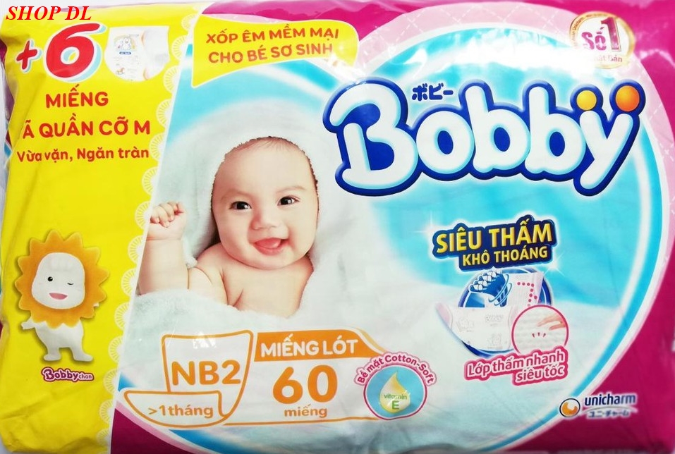 [TẶNG kèm 6 tả quần Bobby size M] Miếng lót Bobby Newborn 2 - gói 60 miếng