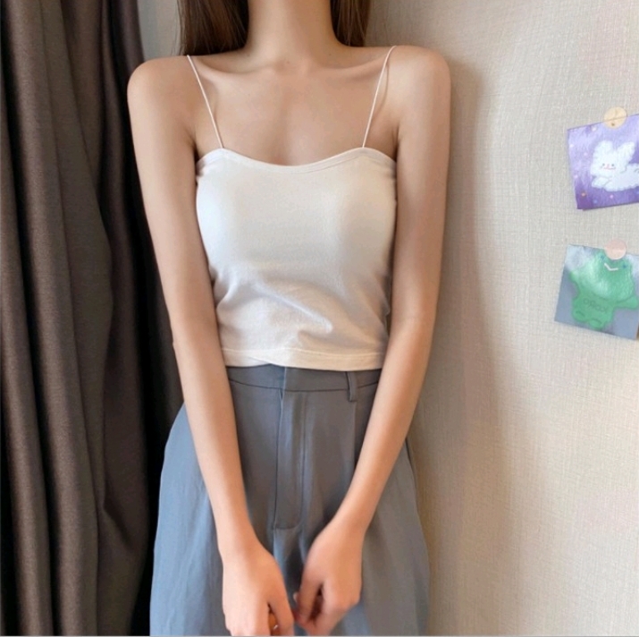 áo 2 dây croptop có mút ngực sợi bún TWO WIRE COAT dáng ôm mịn vải cotton co giãn