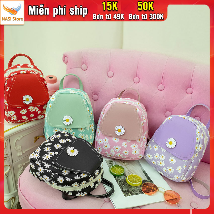 Balo mini hoa cúc họa mi B1063 NASI Store ba lô da mềm cao cấp thời trang phong cách hàn quốc ba lô nữ nhỏ mini xinh xắn, đi học đi chơi du lịch