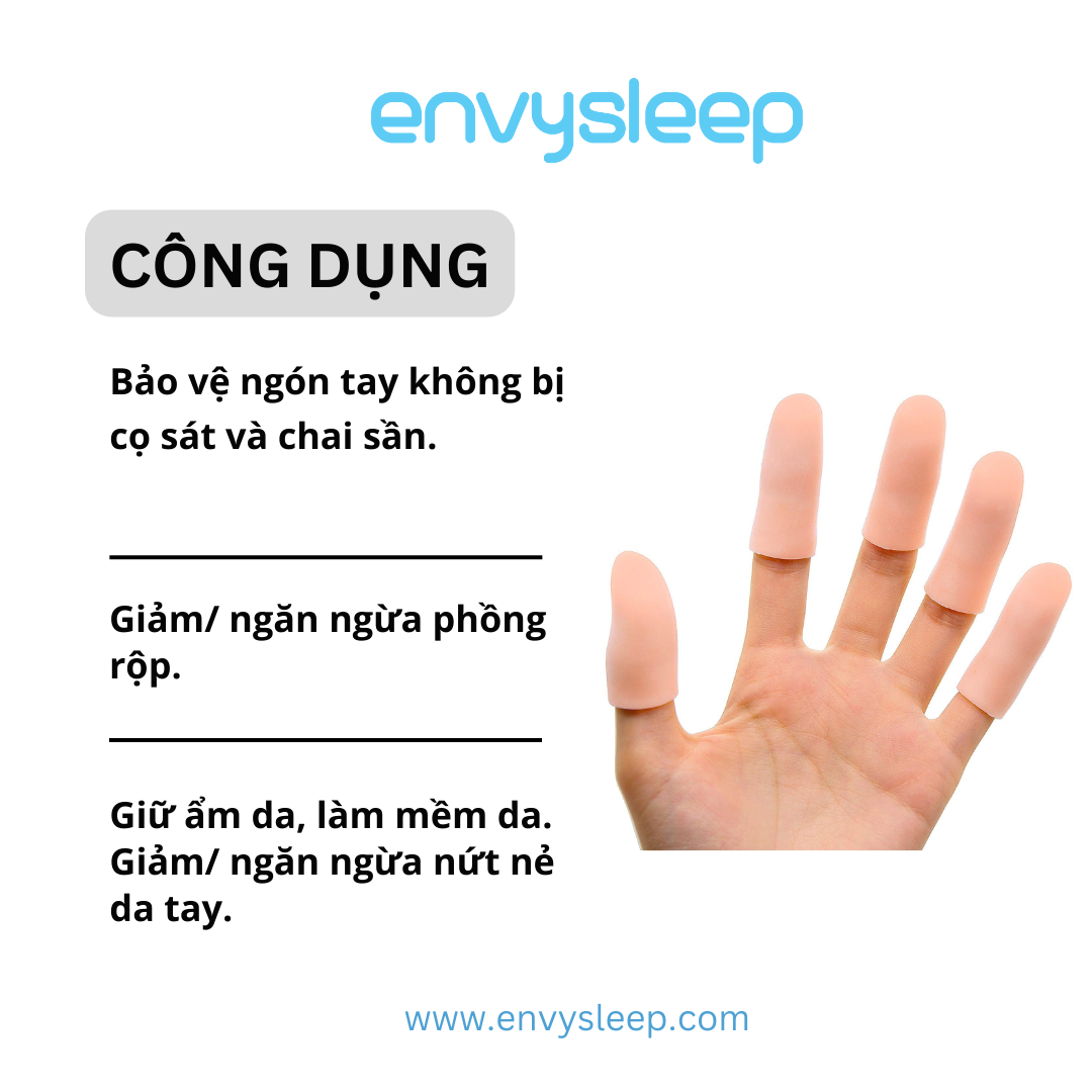 Miếng Lót Silicon ngón cái Envysleep bảo vệ ngón tay tránh vi khuẩn xâm nhập làm mềm da giữ ẩm 1 bộ 2 cái, size lớn