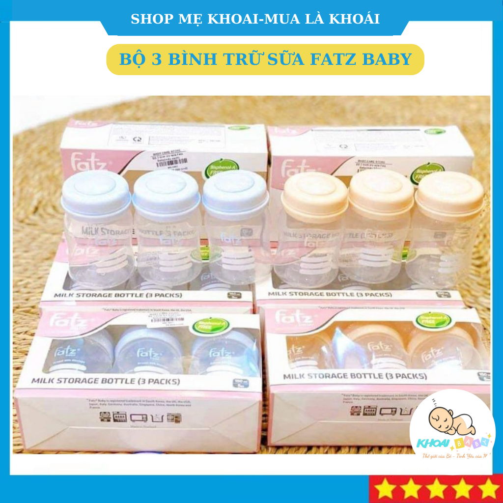 Bộ 3 bình trữ sữa cổ rộng 150ml Fatz Baby thương hiệu Hàn Quốc-KHOAIBABY