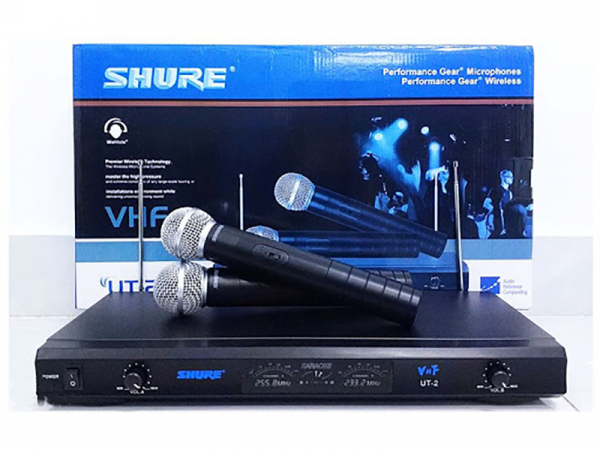 Bộ micro karaoke không dây shure ut-2 - karaoke gia đình