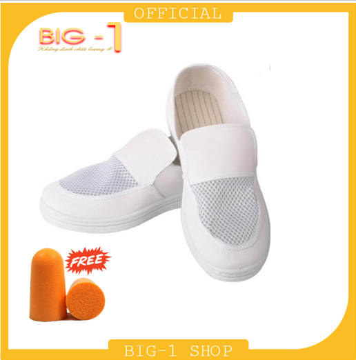 Giầy phòng sạch mặt lưới không nhám chống tĩnh điện - Tặng 02 cặp nút tai chống ồn 3M