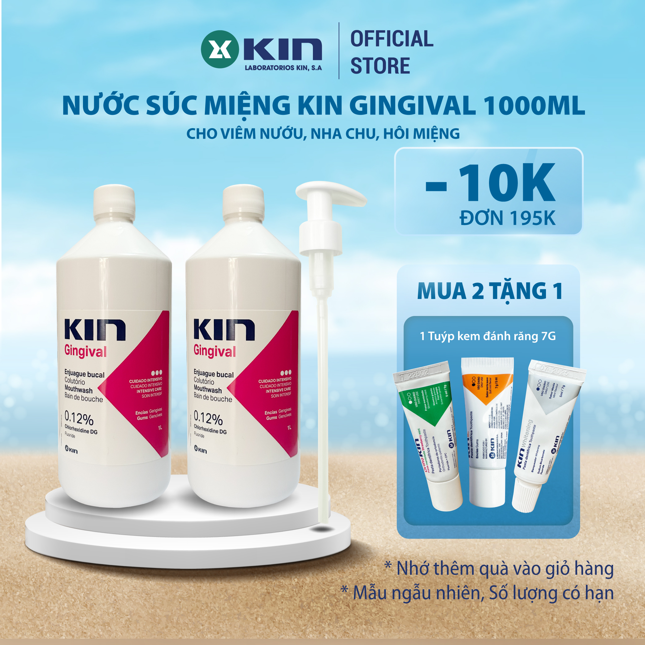 Nước Súc Miệng Kin Gingival 1000ML, Ngăn Ngừa Viêm Nướu Nha Chu, Hôi Miệng, Chảy Máu Chân Răng