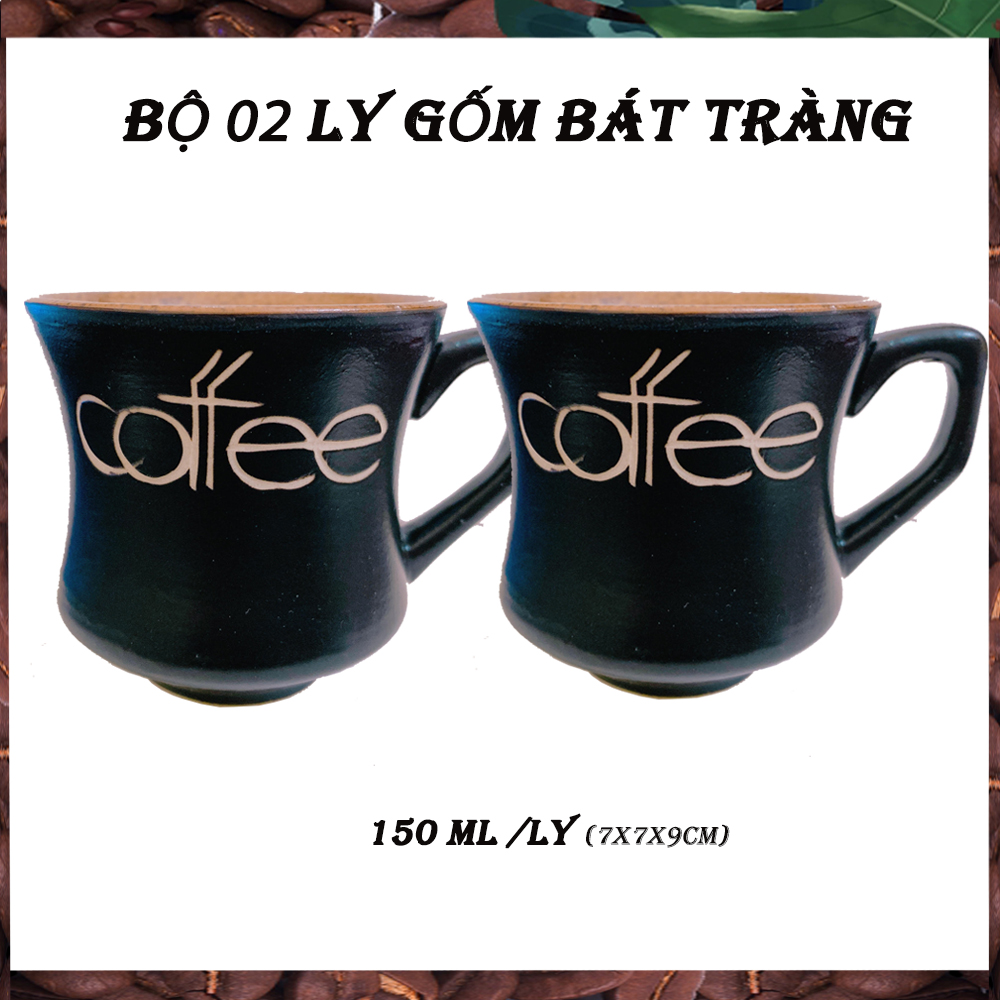 Bộ 02 ly gốm gốm bát tràng coffee