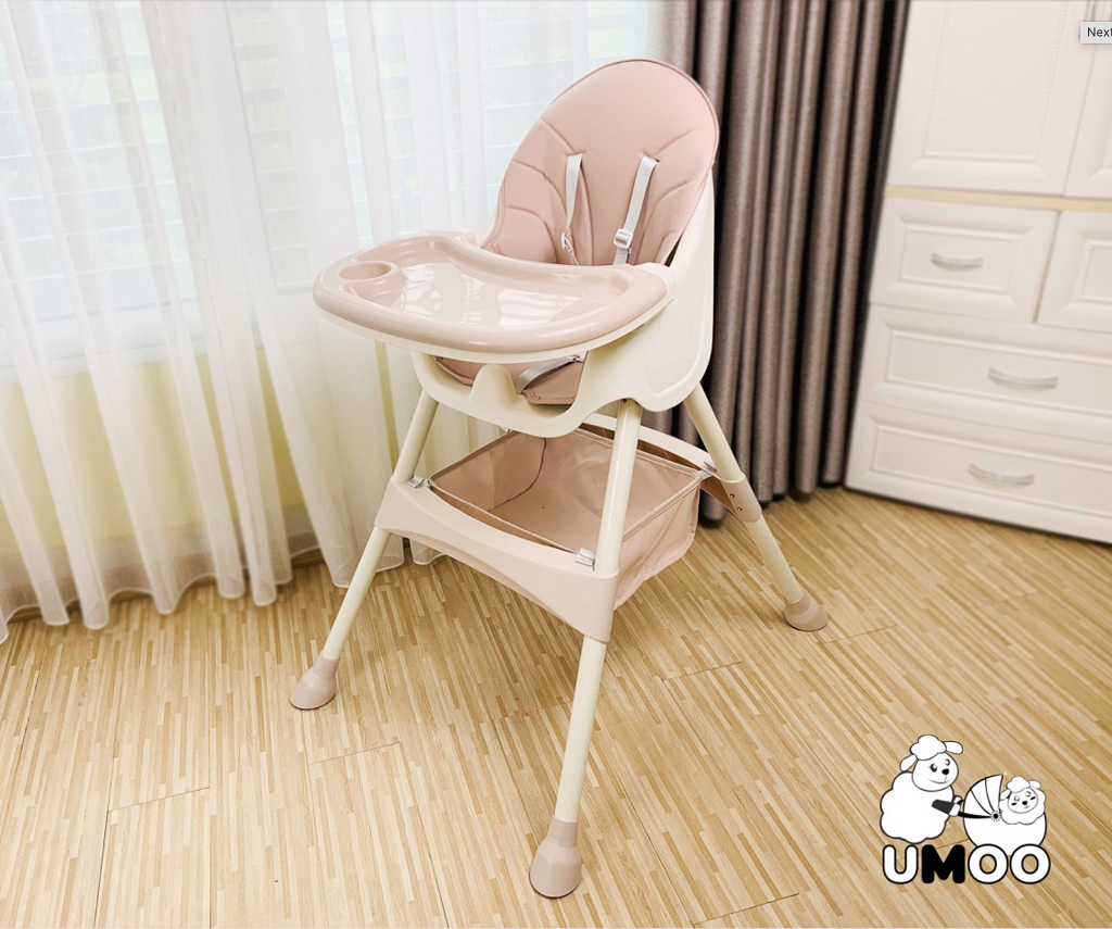 Ghế ăn dặm umoo cho bé không bánh xe màu hồng