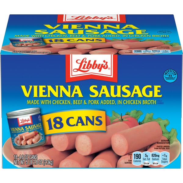 Thùng 18 lon hoặc nửa thùng Xúc Xích Libby Vienna Sausage Của Mỹ 130g/lon