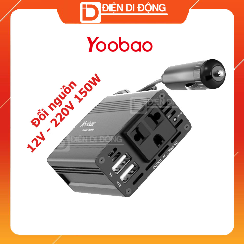 Biến tần ô tô 12v sang 220v yoobao 150w dành cho các loại xe hơi